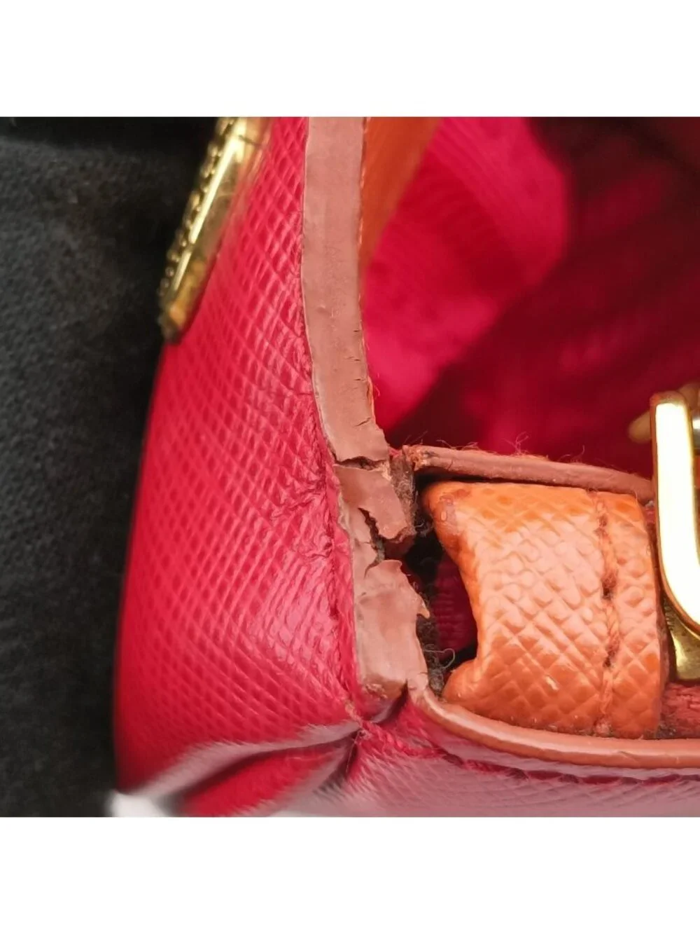 Prada Galleria Orange Red Saffiano Leather 14 Shoulder Bag